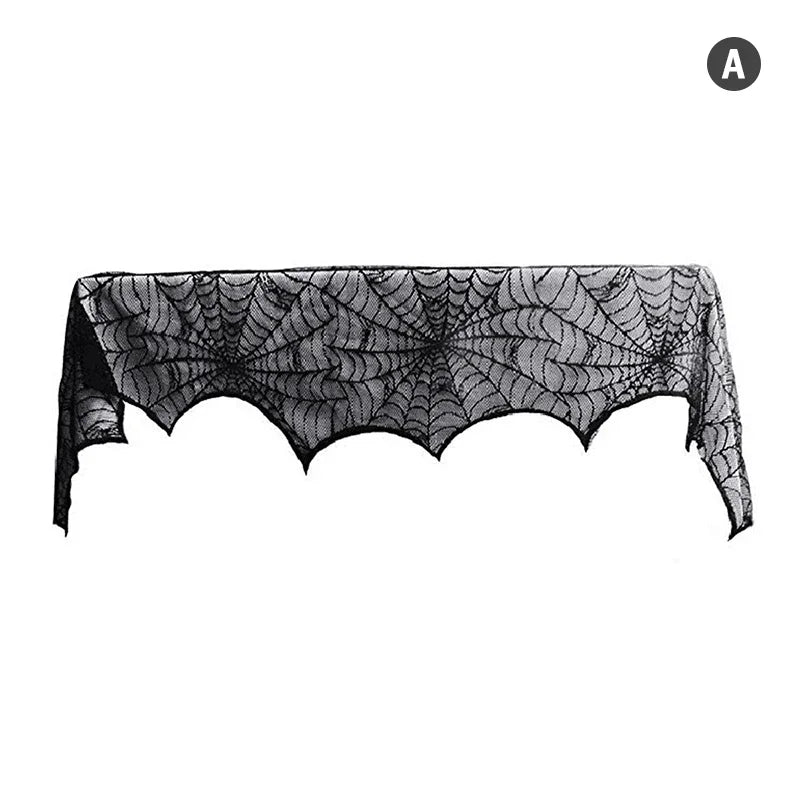 Halloween Spider Web Lace Tablecloth for Party Decorations - Black & Deep Sapphire Variants