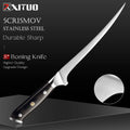 8 Inch Stainless Steel Boning Knife - Sharp Flexible Curved Fish & Meat Cutter