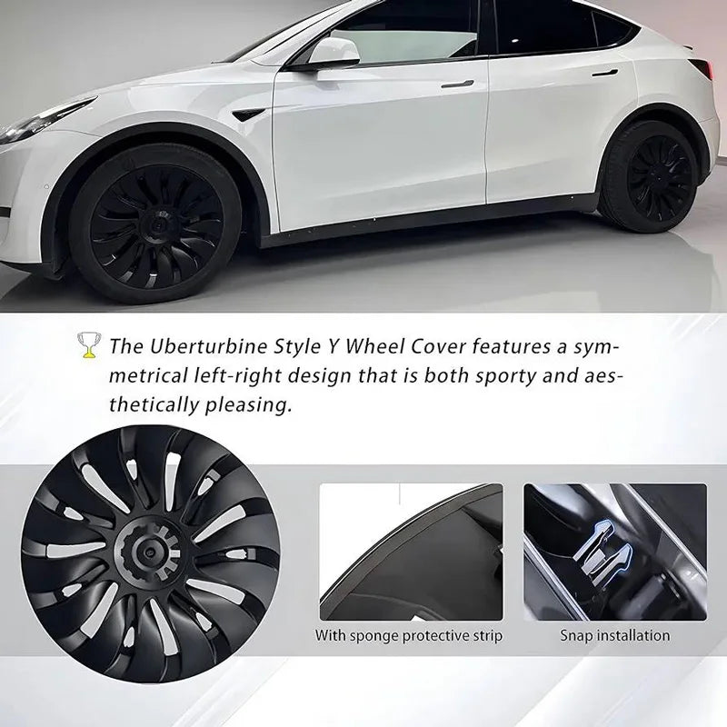 4PCS Automotive Wheel Hub Caps for Tesla Model Y 19 Inch Wheel Covers - Universal Fit