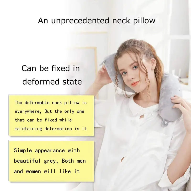 Memory Foam U-Shaped Travel Pillow for Neck Support - Bendable, Slow Rebound