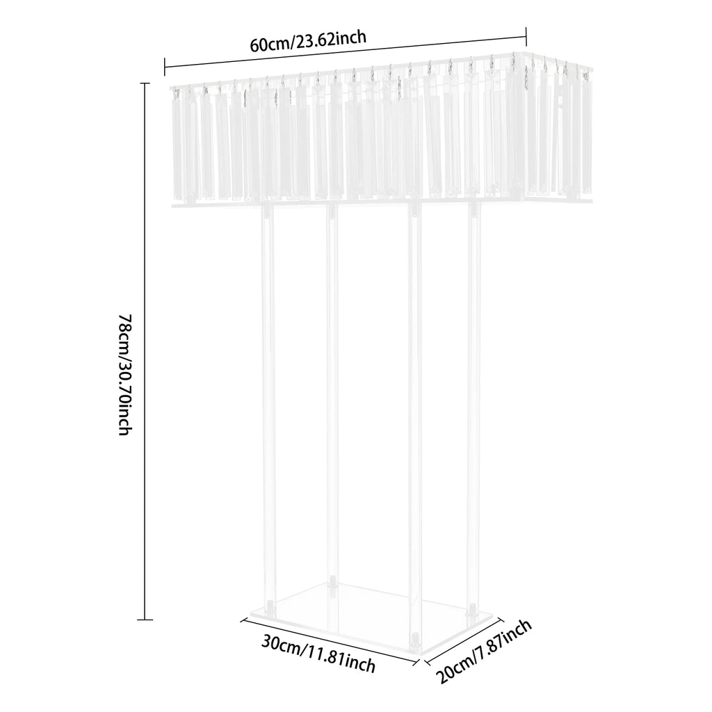 Crystal Flower Stand Wedding Centerpiece Display Racks 60x20x78cm - Clear Acrylic