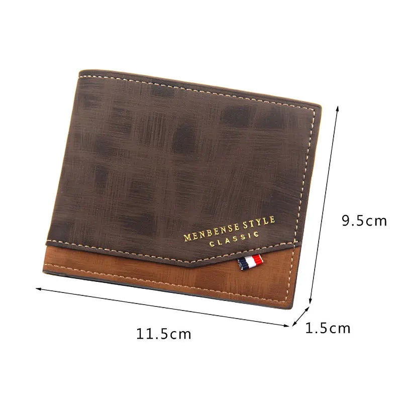 Engraved Men Wallet with Photo Holder Slim Coin Pocket Card Case Frosted Leather