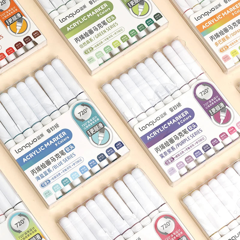Set of 9 Color Acrylic Paint Markers for Art, Drawing & DIY Crafts
