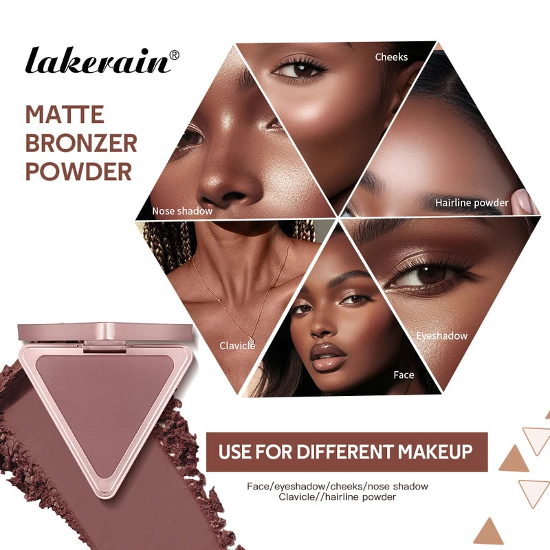 Matte Bronzer Powder for Face - Long Lasting, Waterproof, Oil-Control Makeup