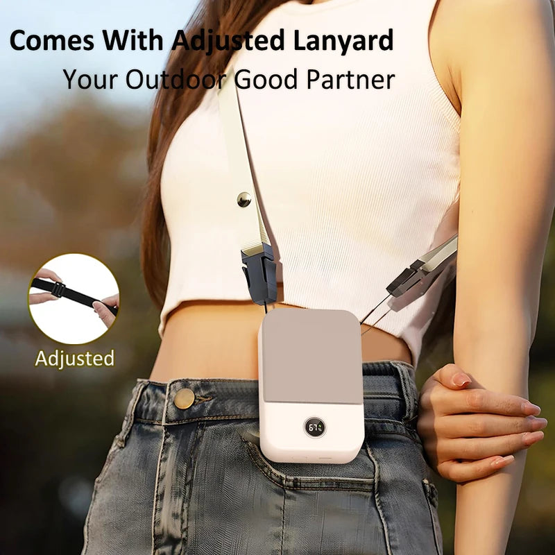 Portable Neck Fan with 3 Speed Settings, USB Rechargeable Personal Air Cooler