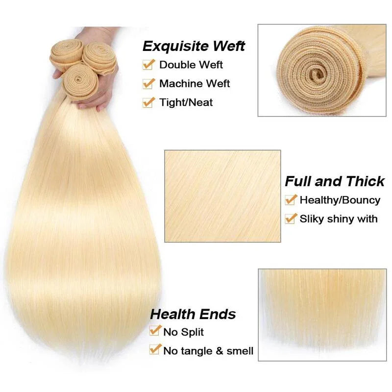 Hair Extensions 613 Honey Blonde Bone Straight Virgin Brazilian Human Hair Bundles