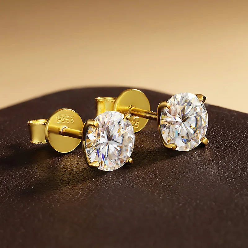 Moissanite Stud Earrings for Women Men 0.1-5ct D Color Round Diamond Jewelry