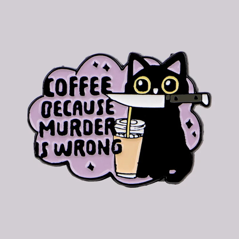 Black Cat Enamel Pin Lapel Badge for Bags & Clothing - Halloween Gift