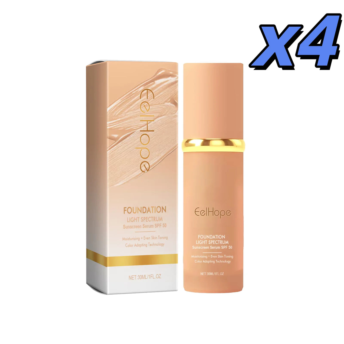 4-in-1 SPF 50+ Liquid Foundation Makeup Base - Matte Waterproof Long-Lasting