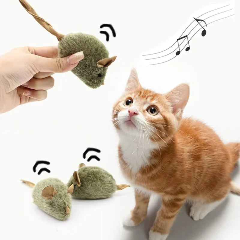 Interactive Plush Cat Toy Mouse with Chirping Sound - Bite-Resistant Kitten Toy, 14cm