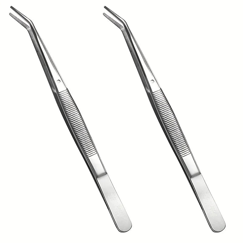 Stainless Steel Tweezers with Curved Serrated Tip - Multipurpose Craft & Repair Tweezers