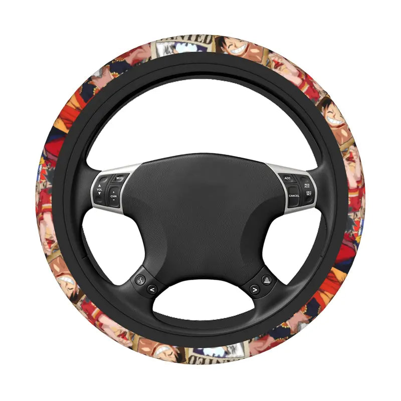 One Piece Car Steering Wheel Cover 37-38cm Soft Elastische Anime Protective Accessory