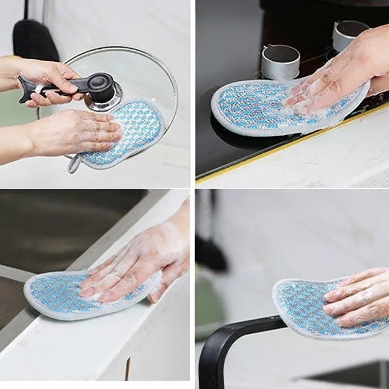 Multi-Purpose Double-Sided Dishwashing Sponge Set - Microfiber Scrubbing and Cleaning Sponges for Kitchen