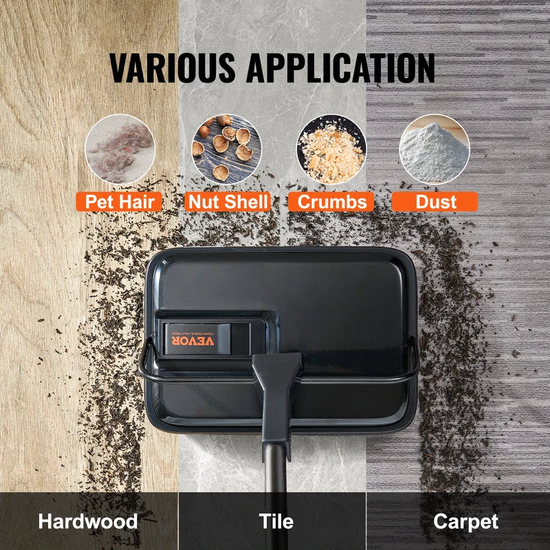 Manual Carpet Sweeper for Rugs & Hardwood Floors - 7.87in Sweeping Path, 300ml Dustbin Capacity