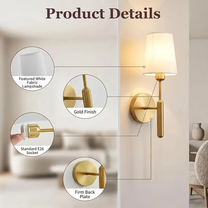Wireless Retro Wall Sconce with RGB 16-Color LED Bulb - Living Room Bedroom Home Lighting