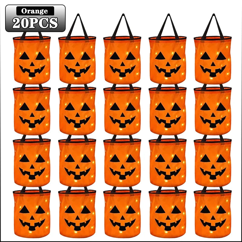 LED Halloween Pumpkin Light Bag for Kids Trick or Treat Party Decoration