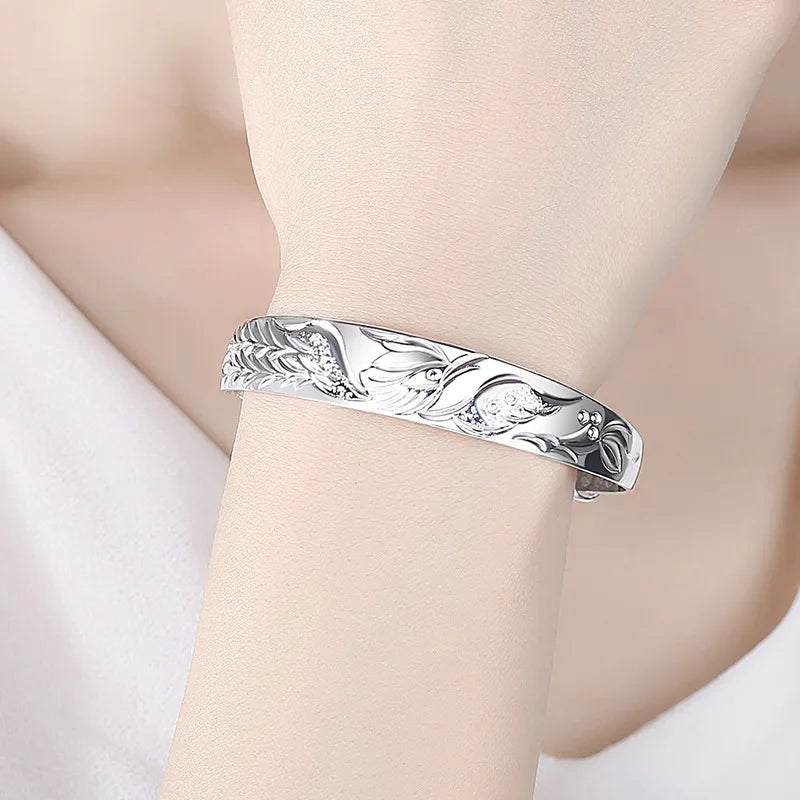 Sterling Silver Phoenix Bracelet for Women - Adjustable Wedding Jewelry