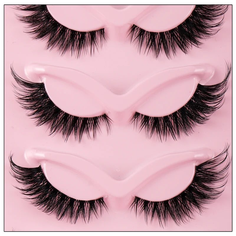 False Eyelashes 5 Pairs Cat Eye Faux Mink Long Winged Elongated Makeup Lashes