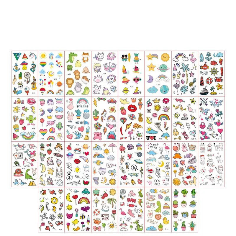30Pcs Rainbow Temporary Tattoo Stickers for Face Hand Body Art Waterproof Set