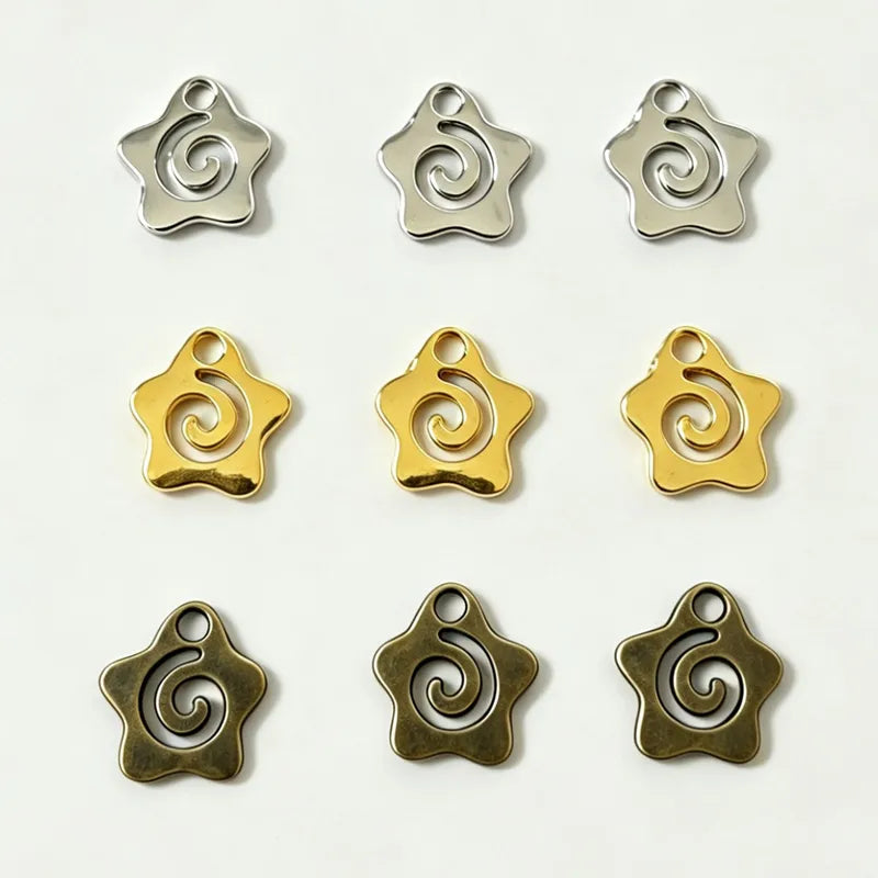 30pcs Star Swirl Charms 14x13mm Zinc Alloy Jewelry Pendants with Holes