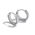 Stainless Steel Cubic Zirconia Hoop Earrings for Women - Shiny Daily Jewelry