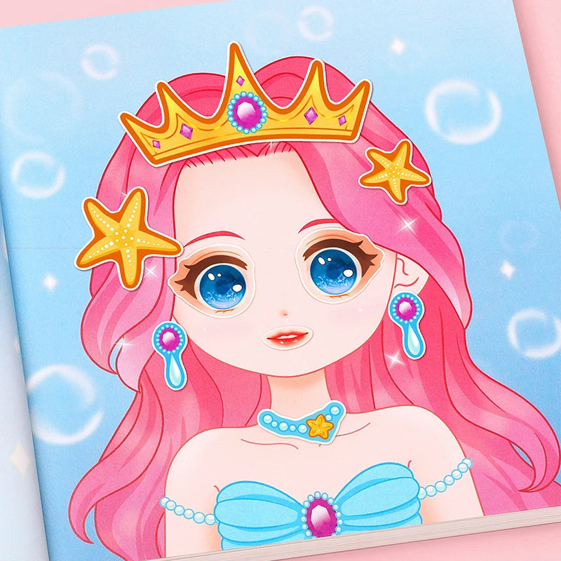 Reusable Cartoon Princess Sticker Set for Kids Creative Crafts & Face Making