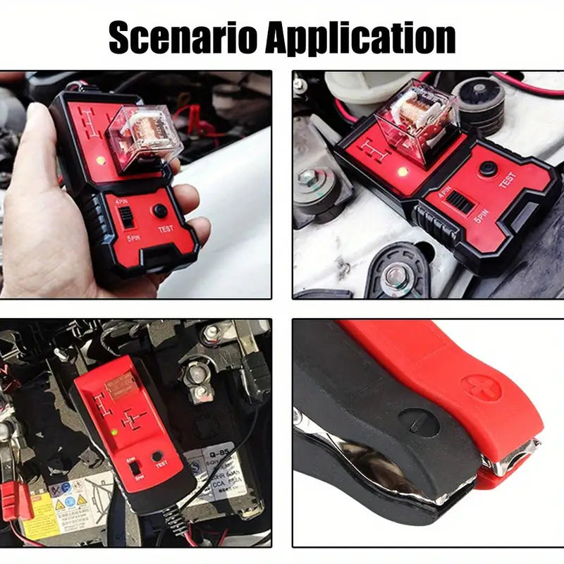 12V Car Battery Tester - Automotive Voltage and Relay Checker with LED Indicator