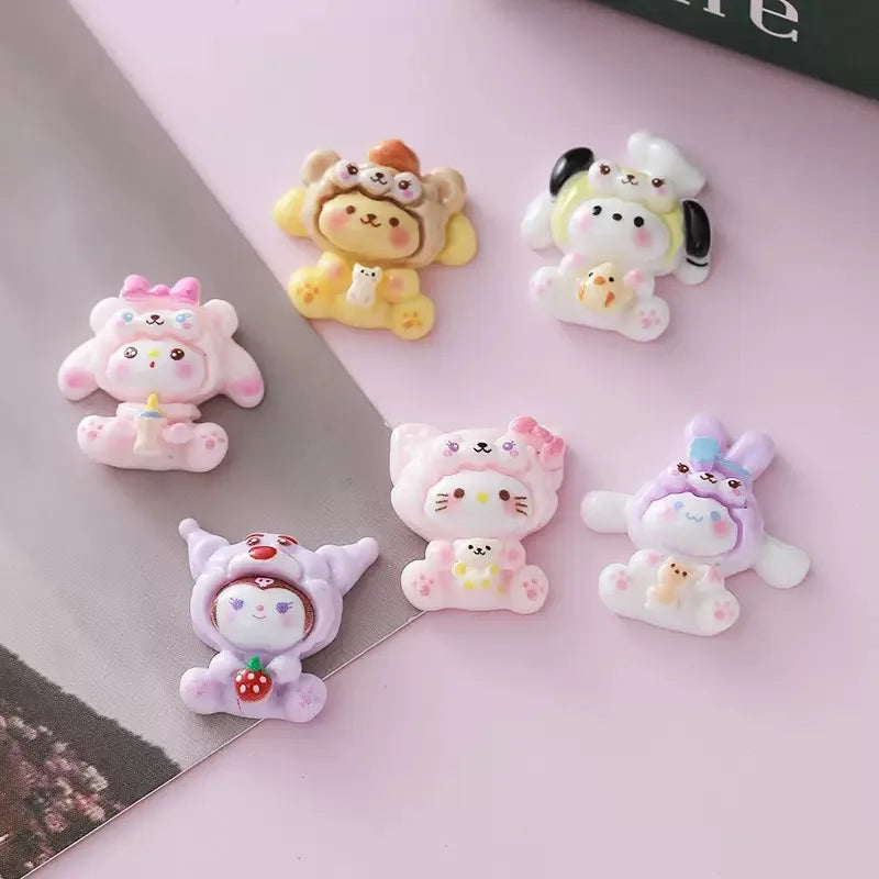 Cute Cartoon Animal Resin Phone Case Hair Clips Keychain DIY Accessories 18/20PCS