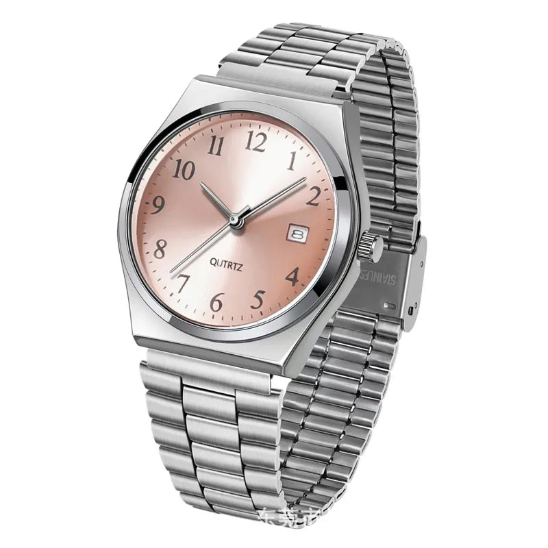 Casual Digital Ladies Watch with Stainless Steel Band - Multiple Colors