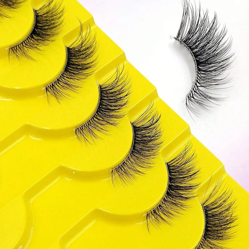 10 Pairs Wispy Cat Eye Faux False Eyelashes for Natural Glam Look