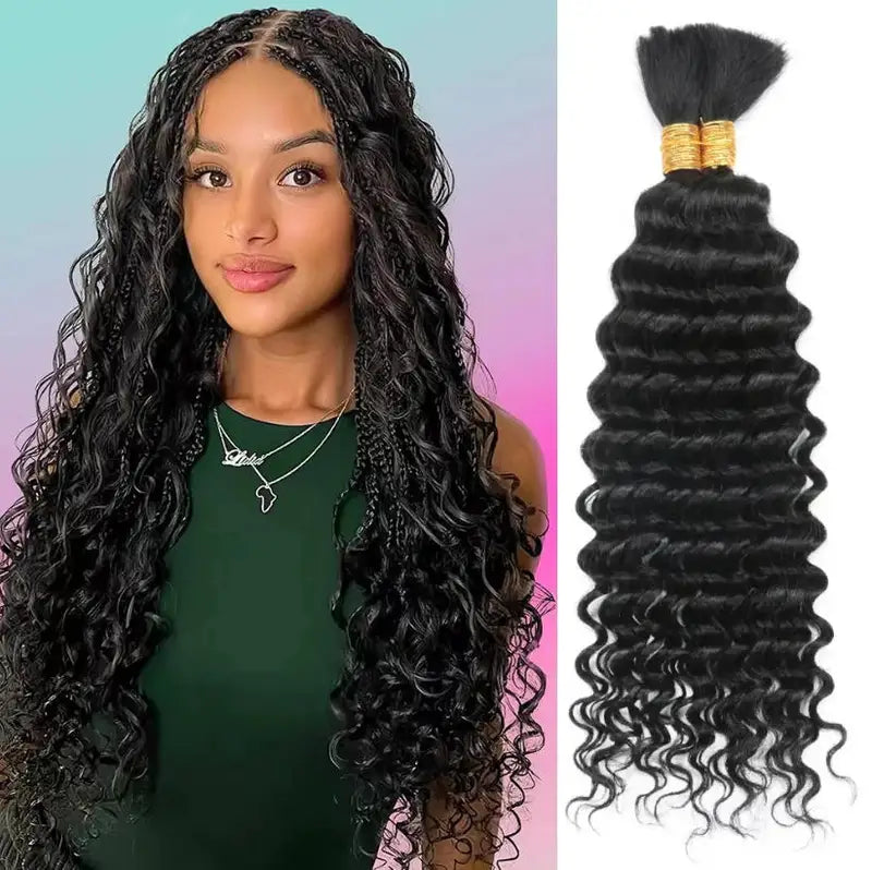 Deep Water Wave Braiding Hair Bulk No Weft 110g Thick Curly Extensions