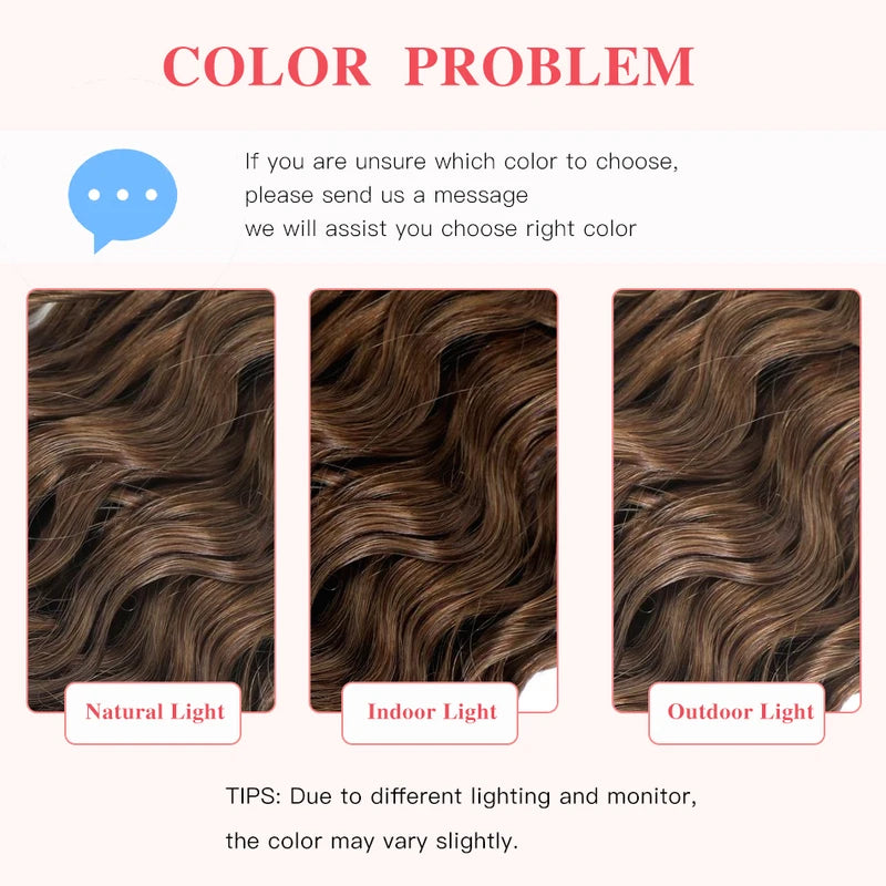Curly Clip-In Hair Extensions 7pcs Water Wave Remy Human Hair for Women