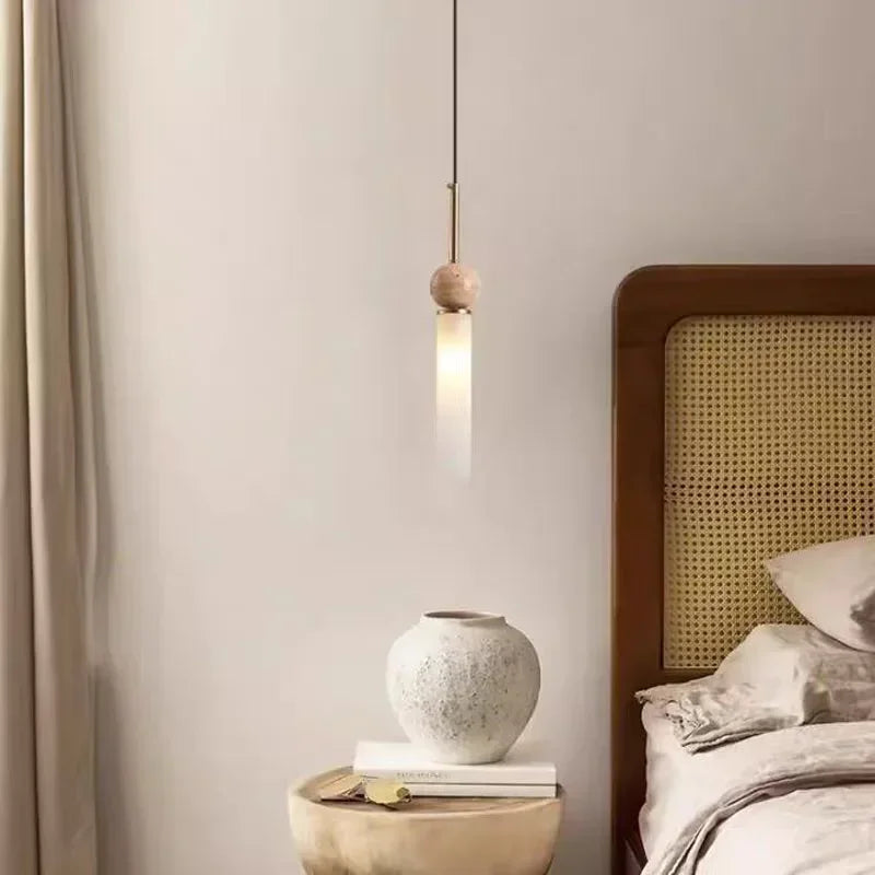 Wabi-Sabi Cave Stone Pendant Lamp - Vintage Nordic Bedroom Chandelier
