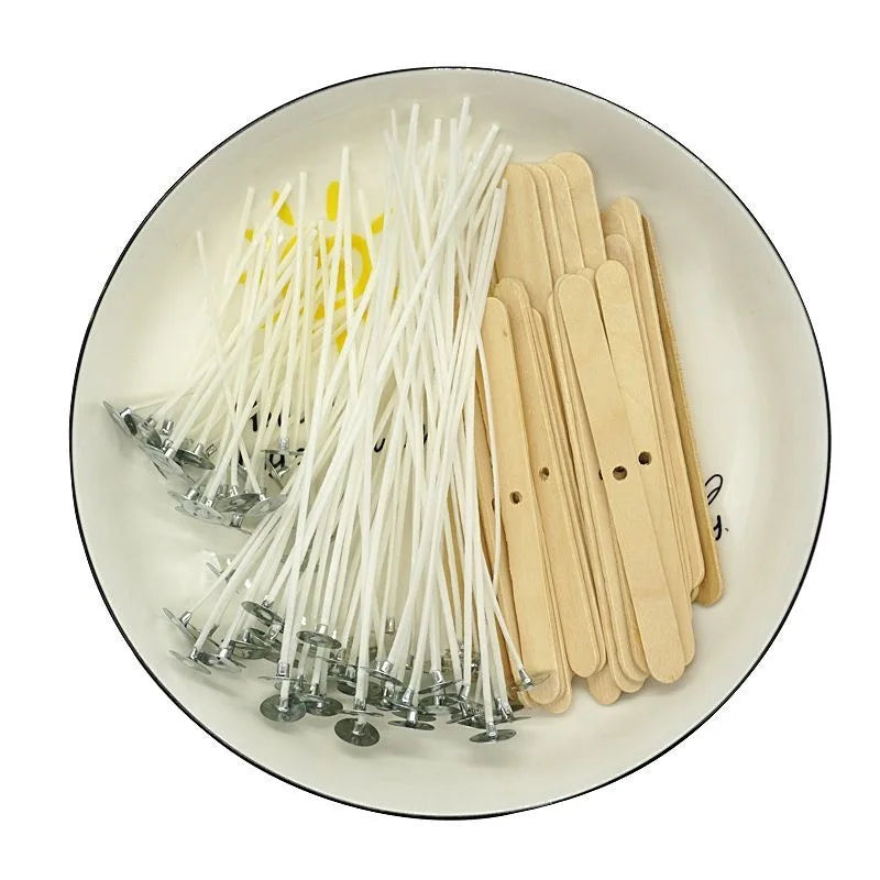 Pre-Waxed Candle Wicks with Wooden Centering Sticks for Soy, Beeswax, DIY Candle Making
