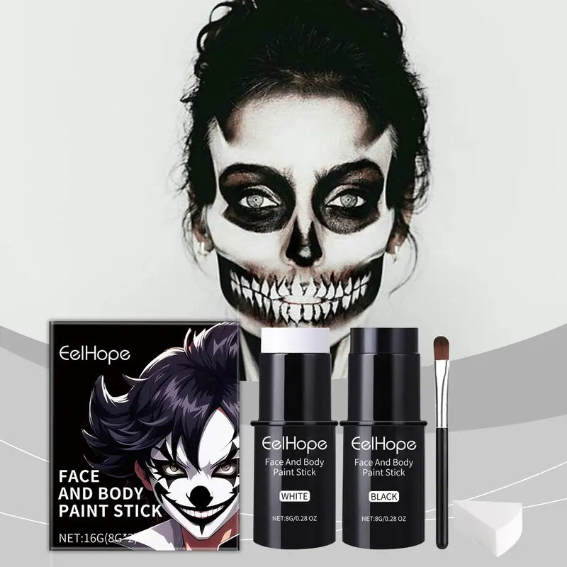 Colorful Face and Body Paint Kit Waterproof Clown Makeup Set for Halloween Festivities