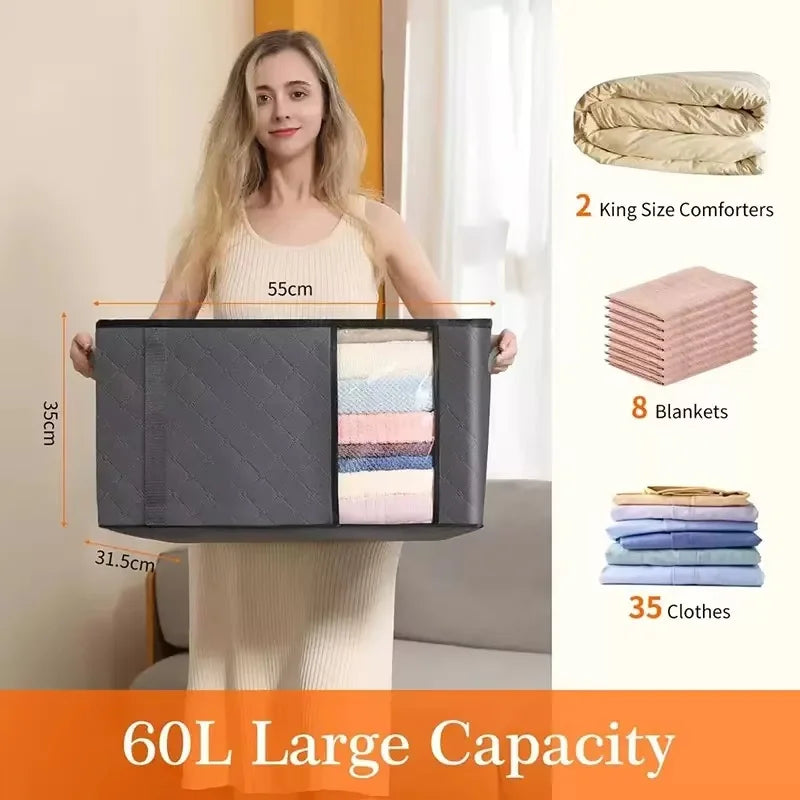 Large Capacity Clothing Storage Bags 3/6-Pack with Transparent Window and Zipper