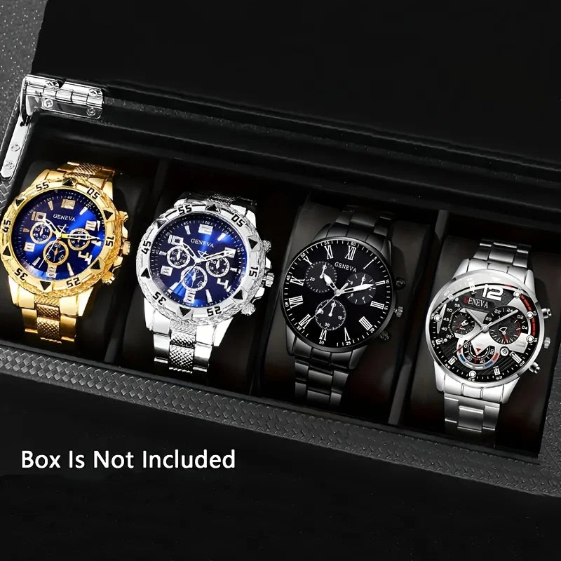 Men's Quartz Watch with Stainless Steel Strap - Round Zinc Alloy Case, Electronic Sports