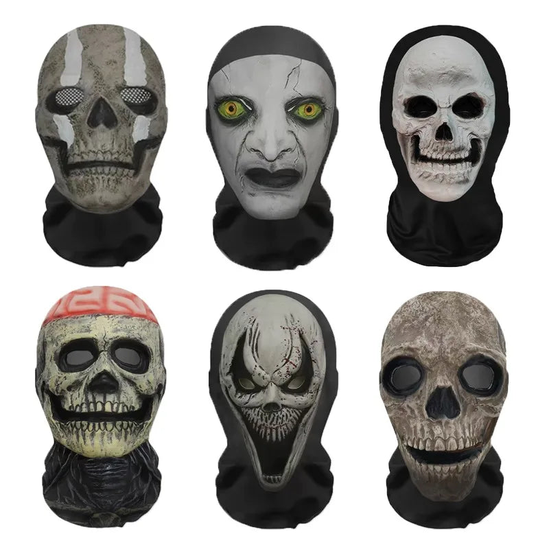 Halloween Ghost Face 3D Mask Balaclava Full Face Mesh Skull Headcover Cosplay Prop