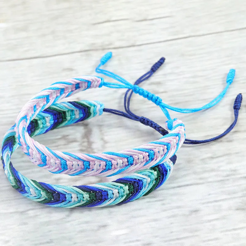Multicolor Woven Friendship Bracelets - Ethnic Boho Braided String Jewelry