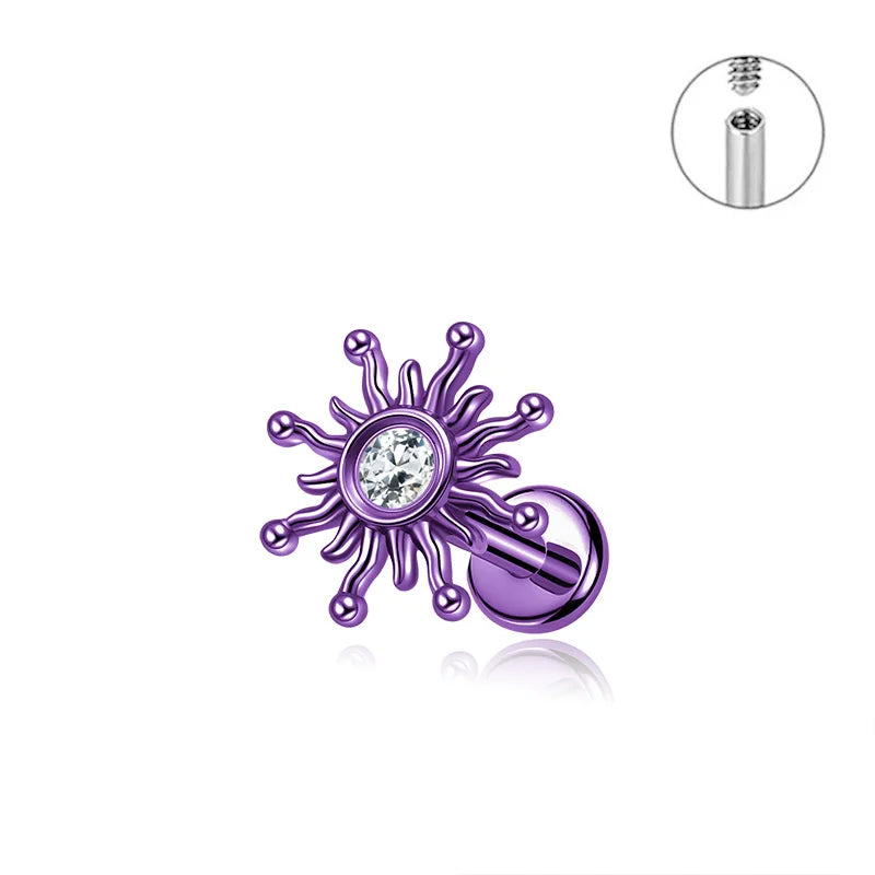 Titanium Cartilage & Lip Ring Set with Color Variants and Main Stone Options