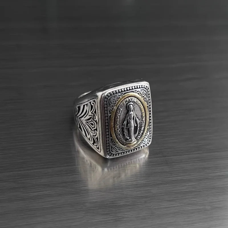 Silver Faith Ring with Notre Dame Design - Religious Jewelry for Men and Women
