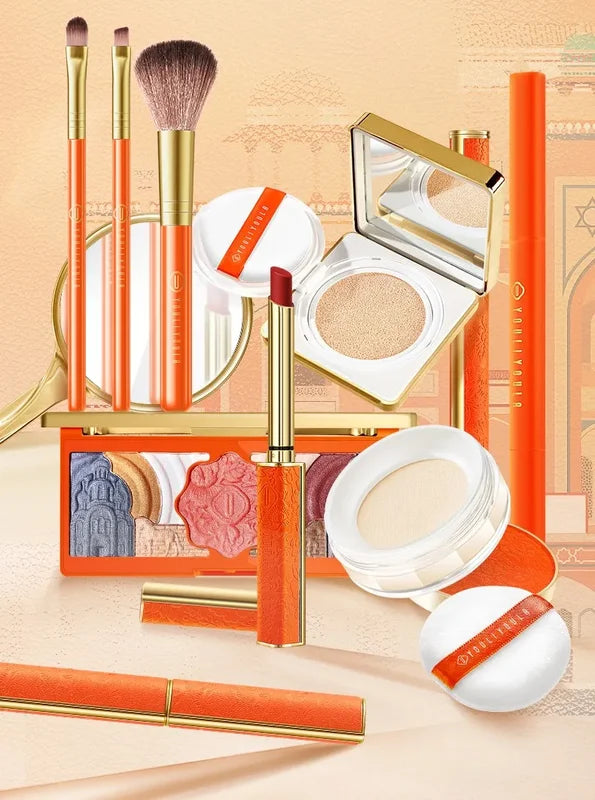 Holiday Makeup Set with Lipstick Eyeshadow Eyeliner and Brow Pencil - Gift Box