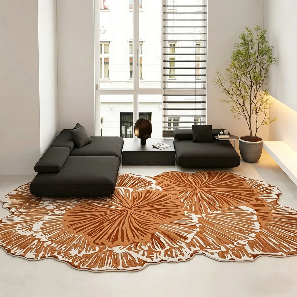 Large Irregular Shape Plush Bedroom Rug - Thick Soft Lounge Carpet