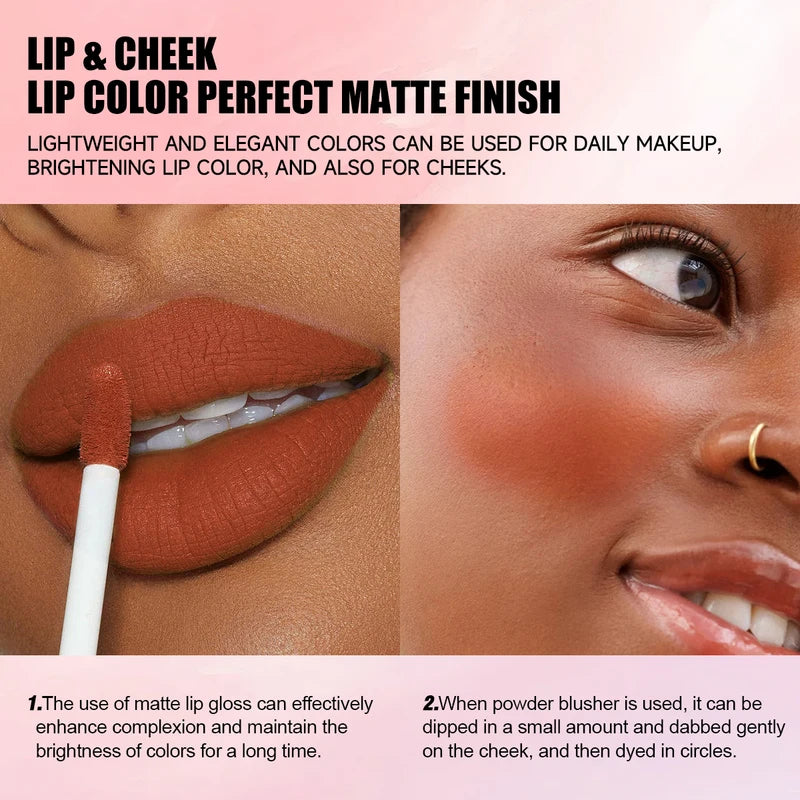 Matte Velvet Lip Gloss Set Waterproof Long-Lasting Lipstick with High Color Rendering