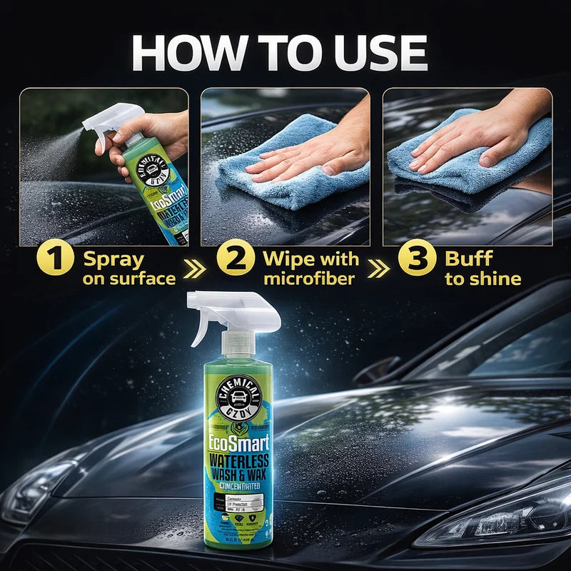 Waterless Car Wash & Wax Spray 16 oz - No Water Needed Glossy Shine & UV Protection