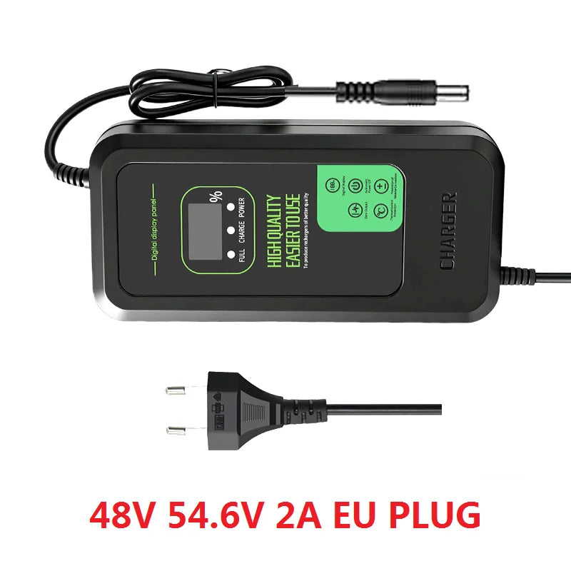 Lithium Battery Charger 36V-54.6V 2A/5A Digital Display EU Power Supply