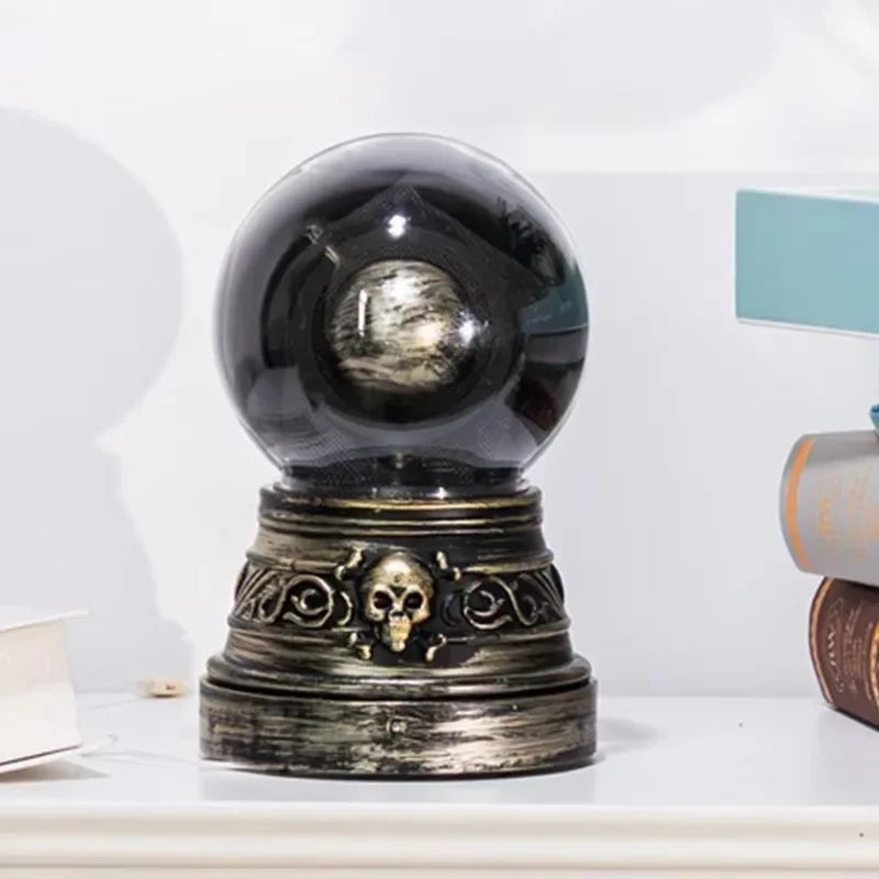 Halloween Crystal Ball with Blinking Green Evil Eye LED Light Decor
