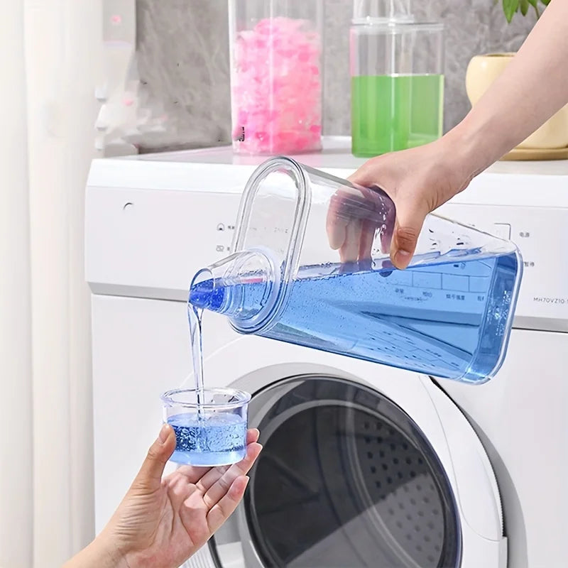 Transparent Laundry Detergent Dispenser with Measurement Markings - Storage Box for Powder, Bleach, Fabric Softener