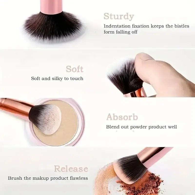 10 Pcs Makeup Brush Set - Synthetic Kabuki Foundation Blenders Face Powder Blush Concealer Eye Shadow Tools