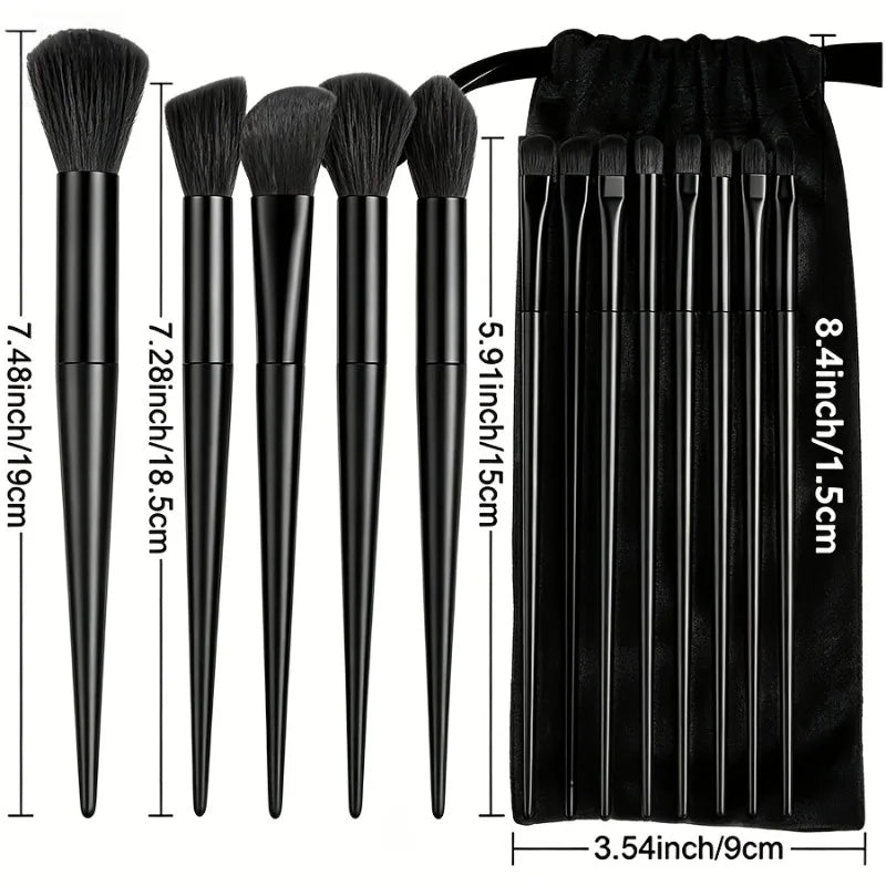 16-Piece Makeup Brush Set with Pouch & Sponges - Full Face Kit, Vegan Soft Bristles